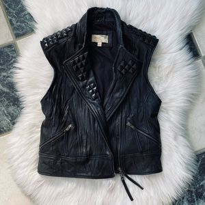 Elizabeth and James Medium Black Leather Vest